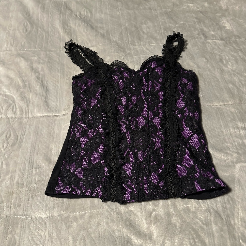 Purple and Black Lace Corset Top